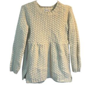 Splendid Girls Cream & Silver Metallic Knit Peplum Sweater Dress, Holiday 6X